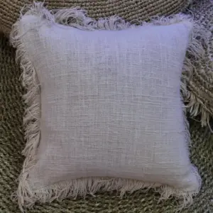 Linen Cushion Cover 60x60cm with fringe | www.artisangoods.co.uk 2