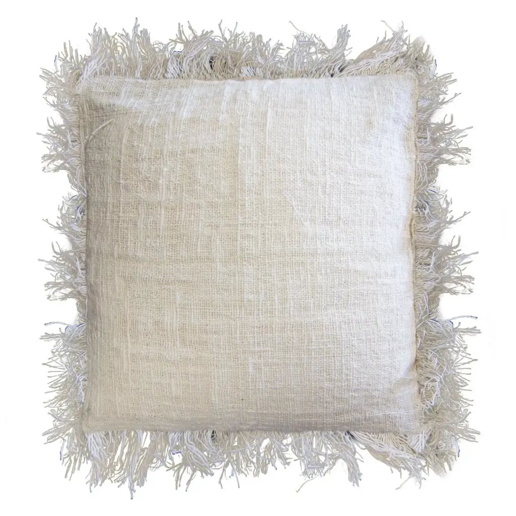 Linen Cushion Cover 60x60cm with fringe | www.artisangoods.co.uk