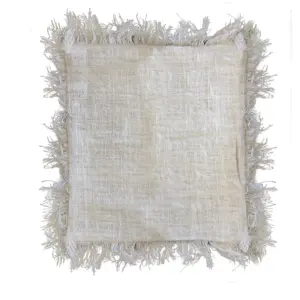 Linen Cushion Cover 60x60cm with fringe | www.artisangoods.co.uk 3
