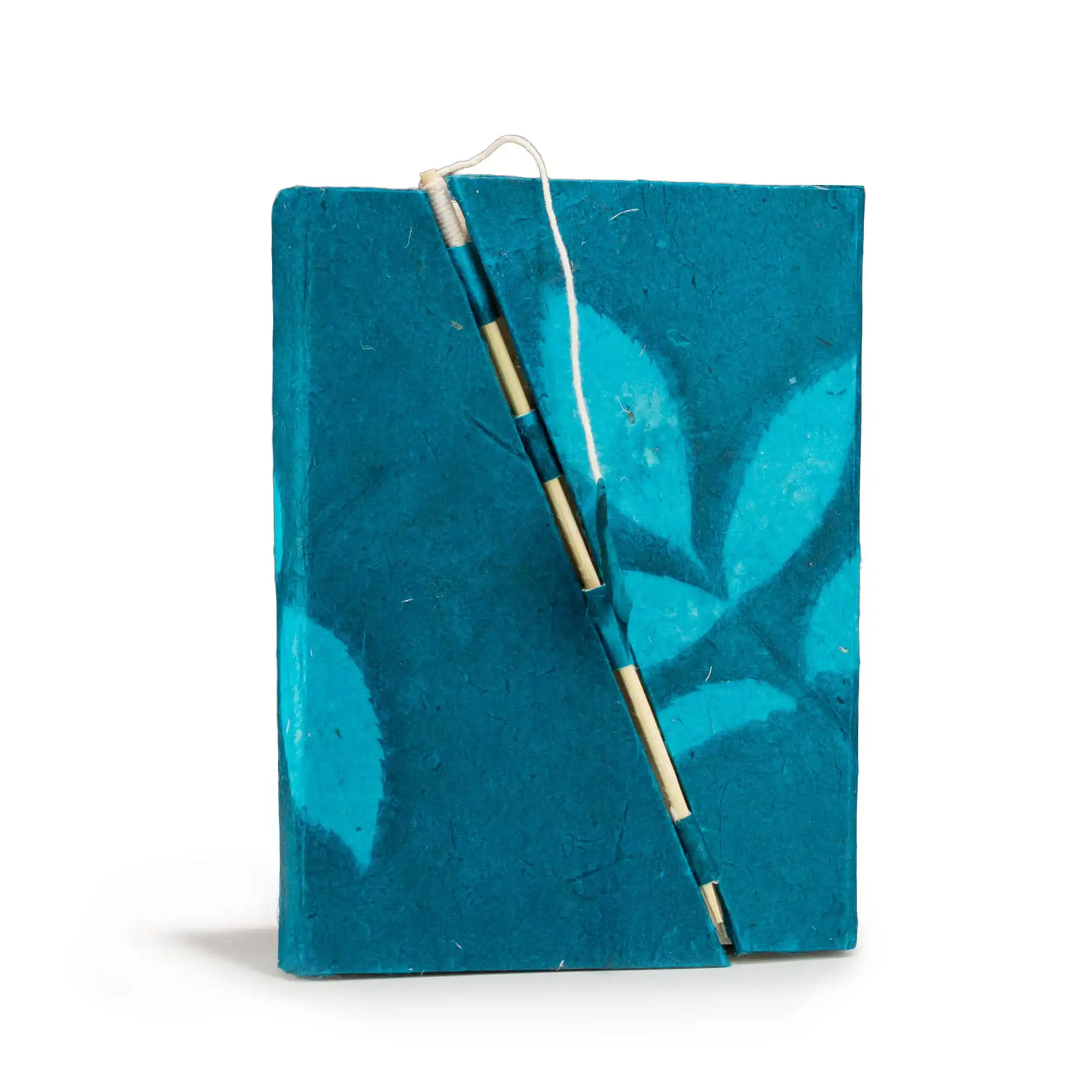Lokta Bold Floral Bamboo Lock Notebook - Medium (15x12cm) - 45 Leaves - Midnight Blue