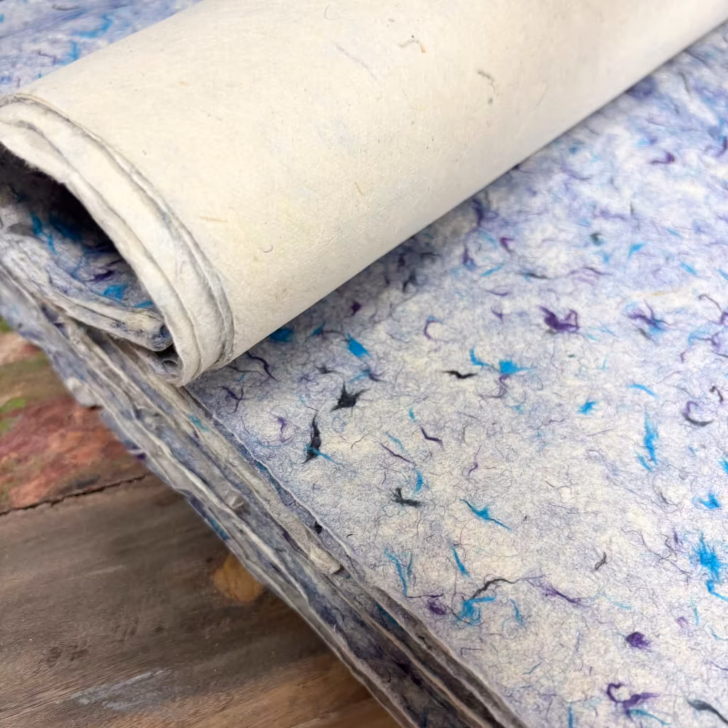 Lokta Craft & Wrapping Paper 51x76cm – Blue Cotton | www.artisangoods.co.uk
