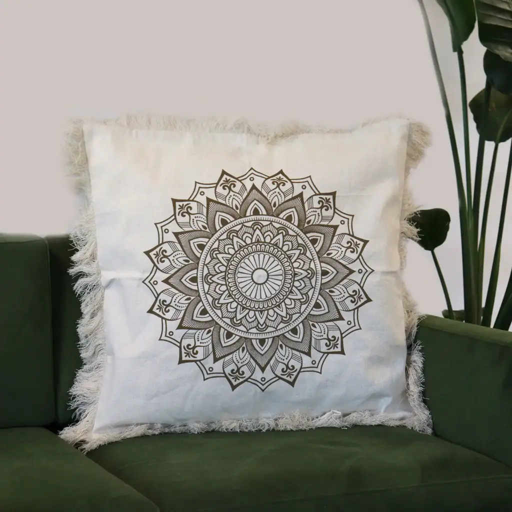 Lotus Mandala  Cushion Cover – 60x60cm – bronze | www.artisangoods.co.uk 2
