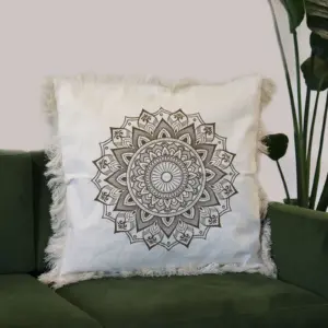 Lotus Mandala  Cushion Cover – 60x60cm – bronze | www.artisangoods.co.uk 2