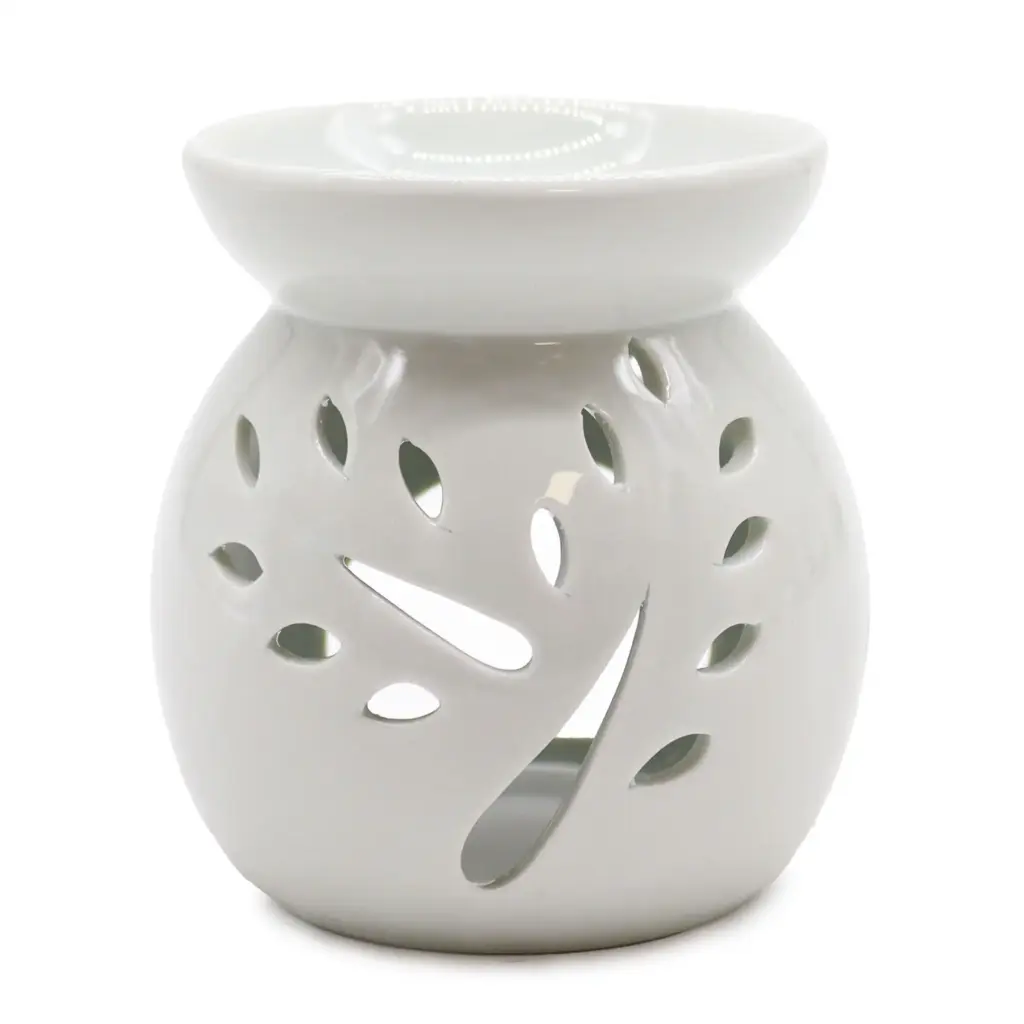 Lrg Classic White Oil Burner – Tree Cut-out | www.artisangoods.co.uk