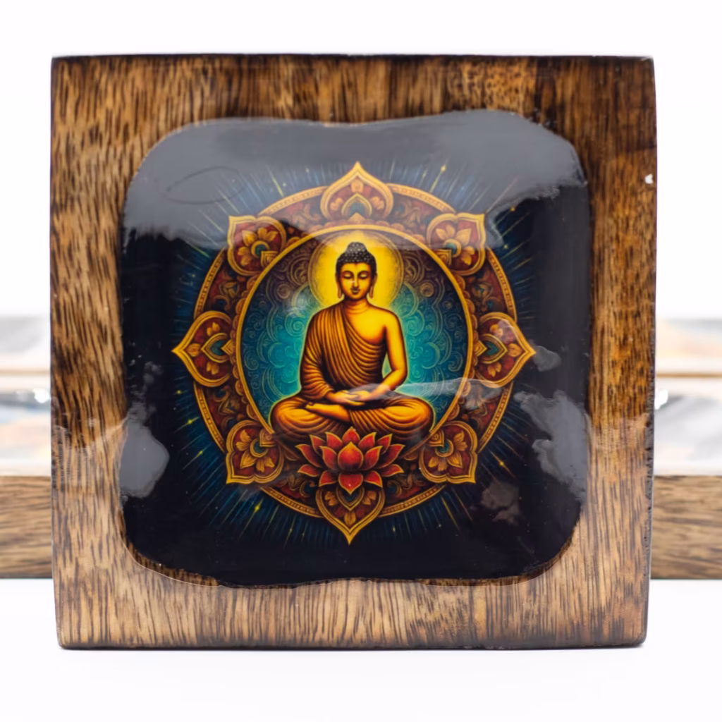Lrg Enamelled Mango Tray Set – Buddha | www.artisangoods.co.uk 3 Lrg Enamelled Mango Tray Set – Buddha | www.artisangoods.co.uk 3