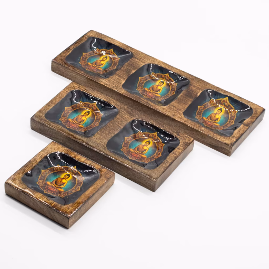 Lrg Enamelled Mango Tray Set – Buddha | www.artisangoods.co.uk 2 Lrg Enamelled Mango Tray Set – Buddha | www.artisangoods.co.uk 2