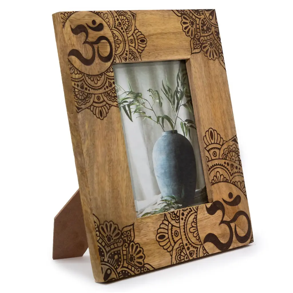 Lrg Mango Wood Picture Frame (for 13x18cm) 28x23x2cm – Mandala – Black | www.artisangoods.co.uk