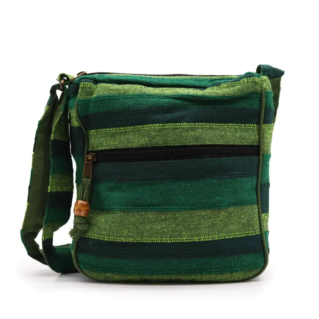 Lrg Nepal Sling Bag (Adjustable Strap) – Forest Green | www.artisangoods.co.uk