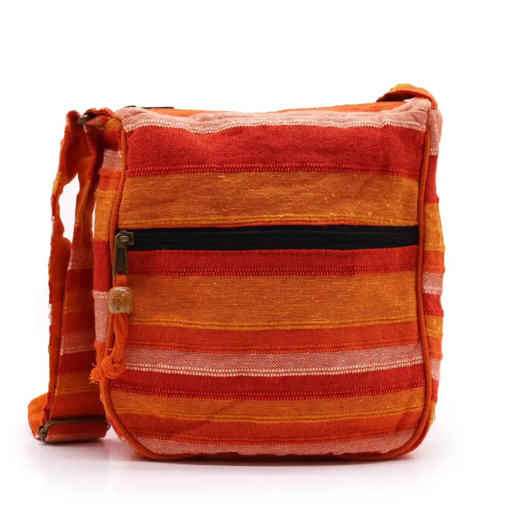 Lrg Nepal Sling Bag  (Adjustable Strap) –  Sunrise Orange | www.artisangoods.co.uk