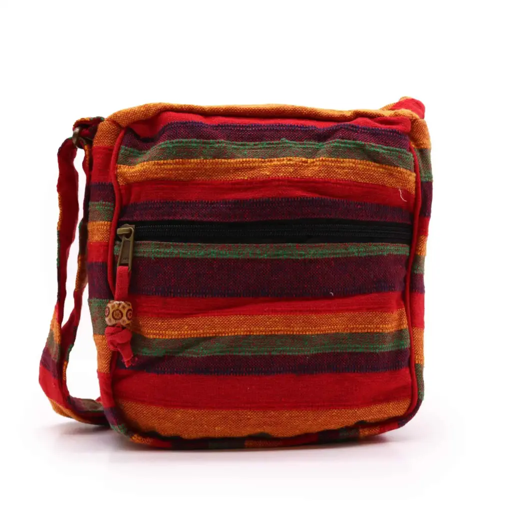 Lrg Nepal Sling Bag  (Adjustable Strap)  – Sunset Reds | www.artisangoods.co.uk