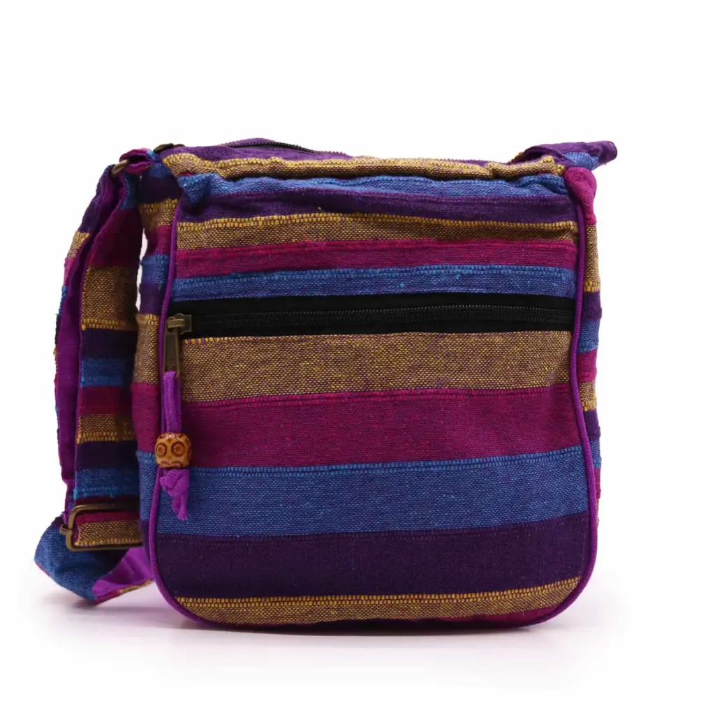 Lrg Nepal Sling Bag  (Adjustable Strap) – Wild Flowers | www.artisangoods.co.uk