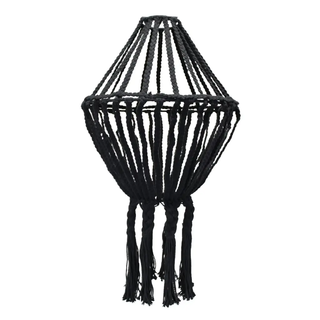 Macrame Large Drop Chandelier – Black | www.artisangoods.co.uk