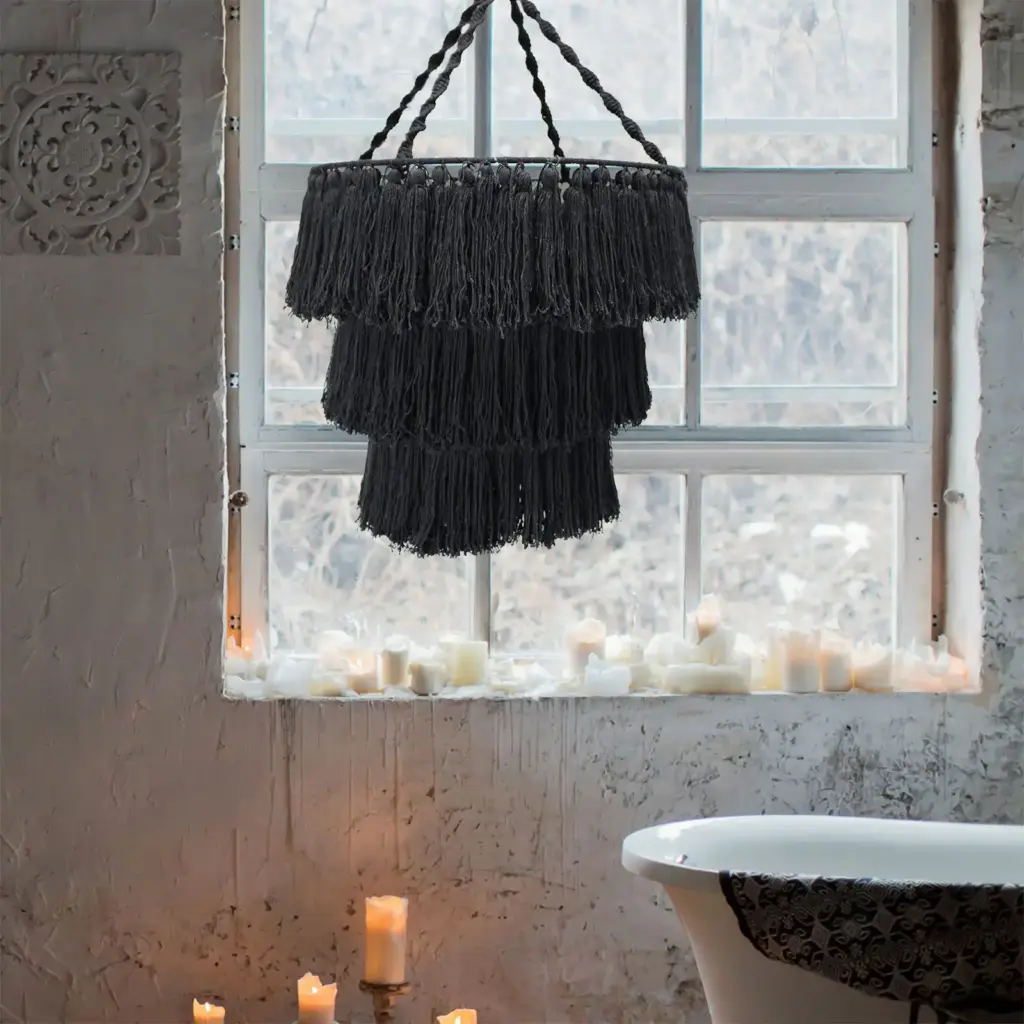 Macrame Soft Chandelier – Black | www.artisangoods.co.uk 4