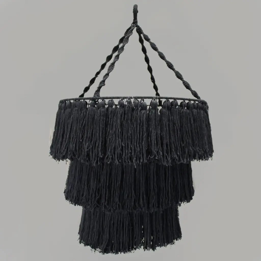 Macrame Soft Chandelier – Black | www.artisangoods.co.uk 2