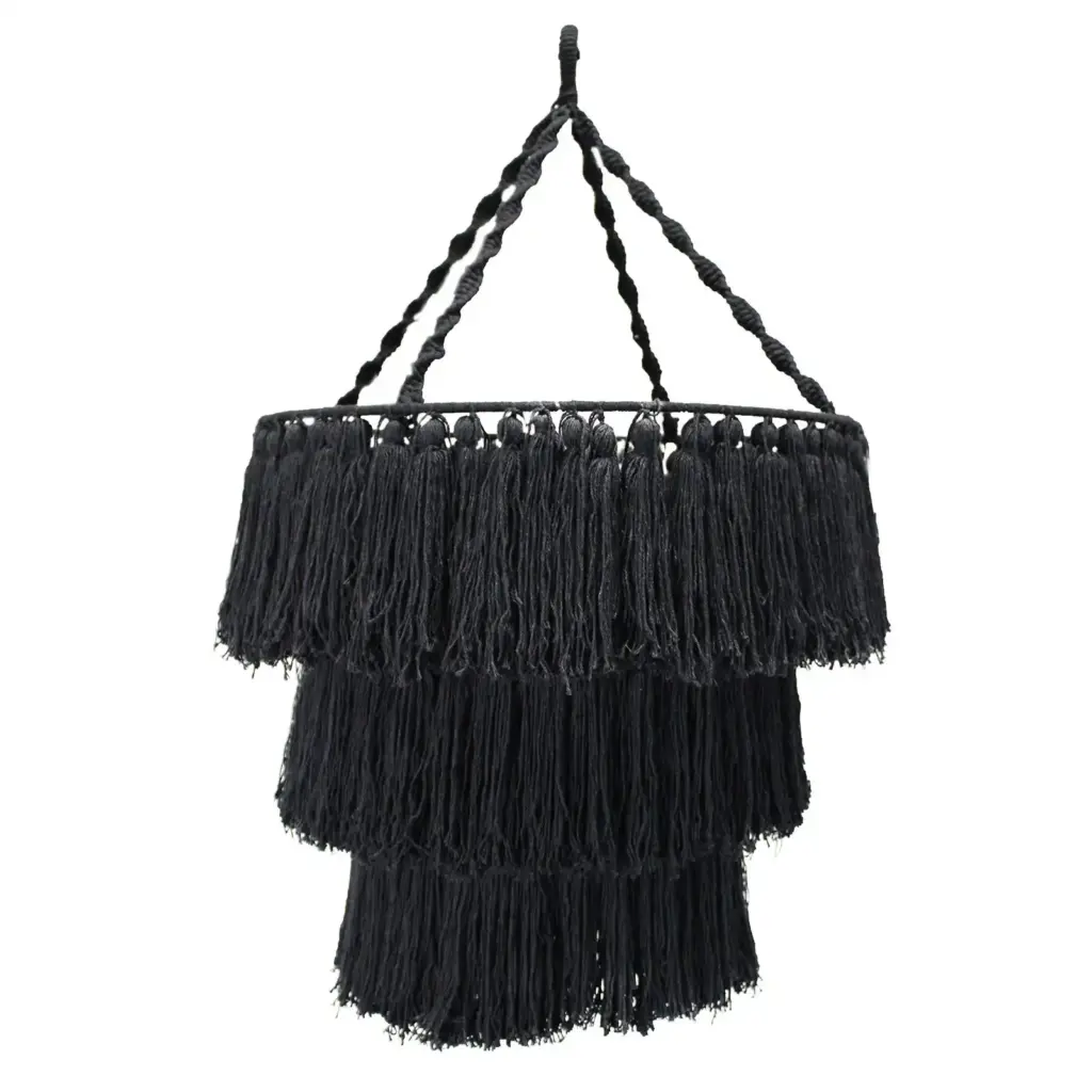 Macrame Soft Chandelier – Black | www.artisangoods.co.uk
