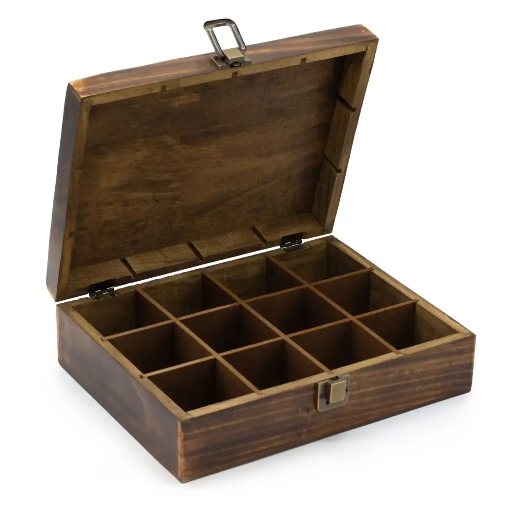 Mango Carved Tea Box – ( 12 compartments) | www.artisangoods.co.uk 3
