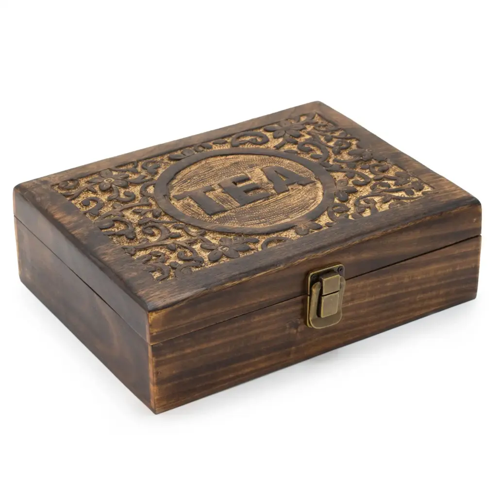 Mango Carved Tea Box – ( 12 compartments) | www.artisangoods.co.uk