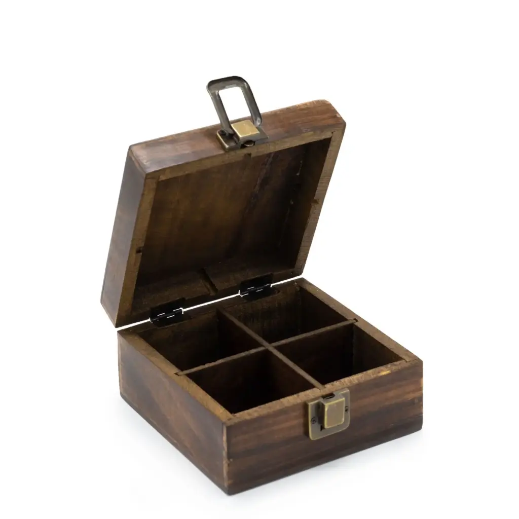 Mango Carved Tea Box (4 compartments) | www.artisangoods.co.uk 3