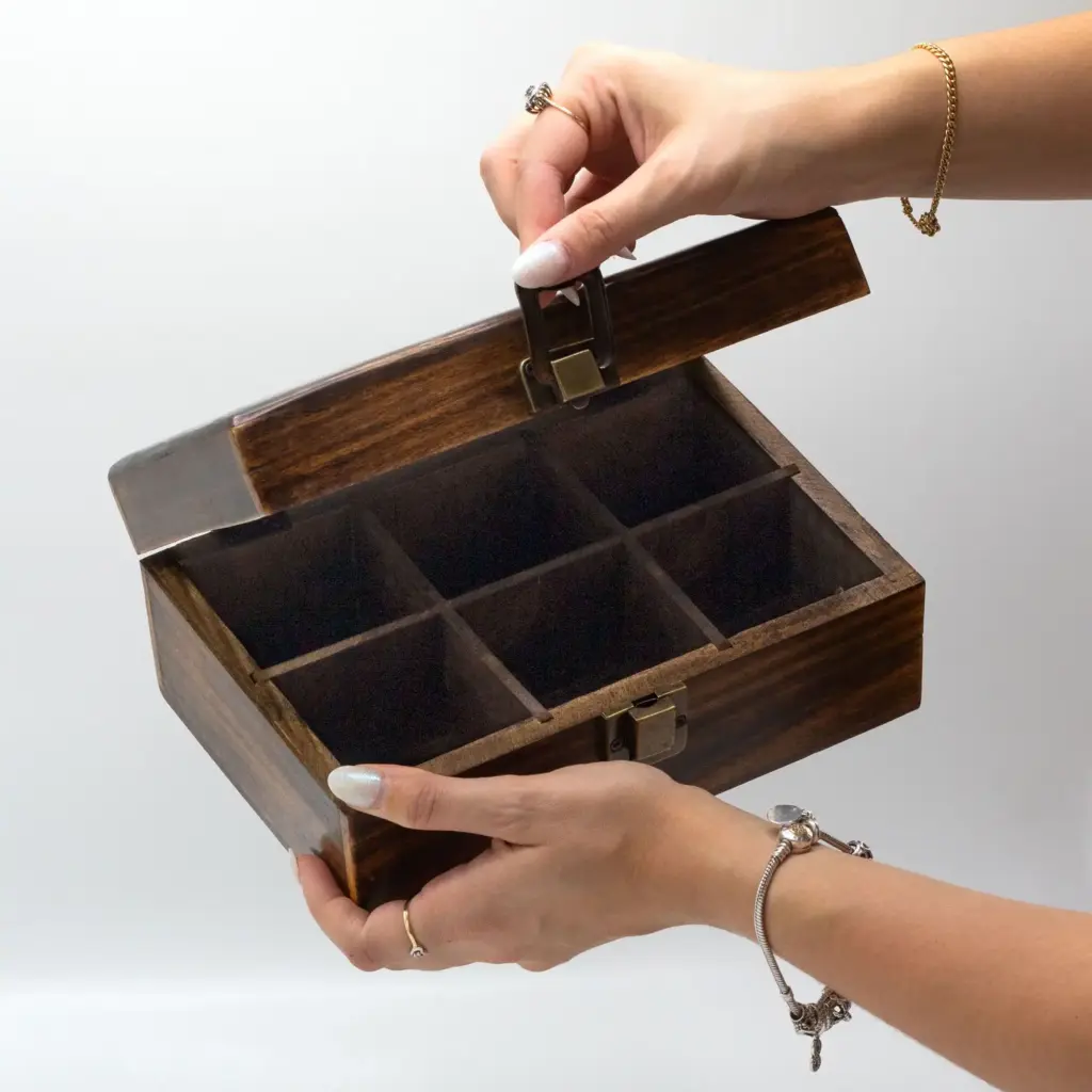 Mango Carved Tea Box – (6 compartments) | www.artisangoods.co.uk 5 Mango Carved Tea Box – (6 compartments) | www.artisangoods.co.uk 5