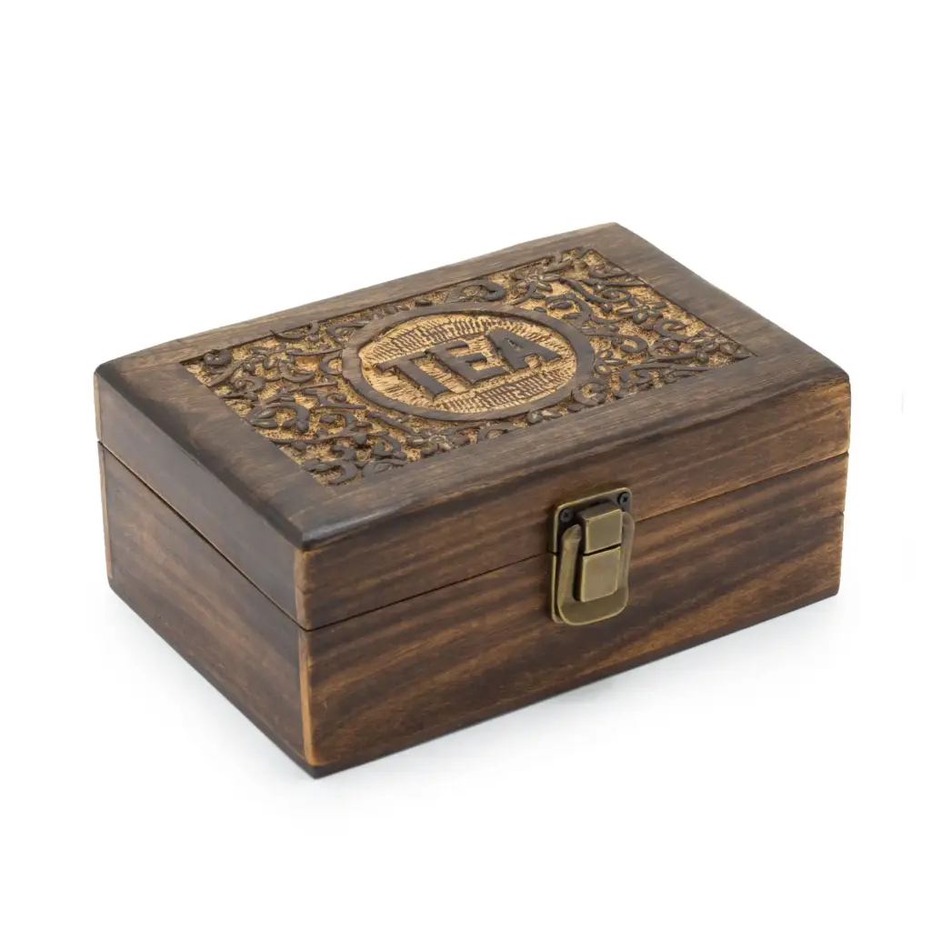 Mango Carved Tea Box – (6 compartments) | www.artisangoods.co.uk