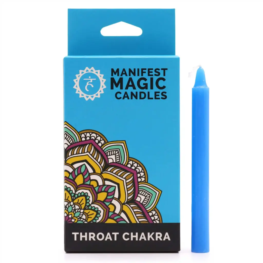 Manifest Magic Candles (pack of 12) – Blue – Throat Chakra | www.artisangoods.co.uk