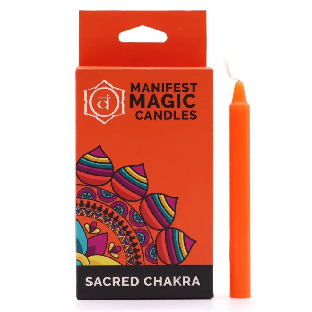 Manifest Magic Candles (pack of 12) – Orange – Sacred Chakra | www.artisangoods.co.uk