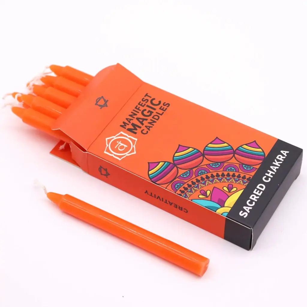 Manifest Magic Candles (pack of 12) – Orange – Sacred Chakra | www.artisangoods.co.uk 3