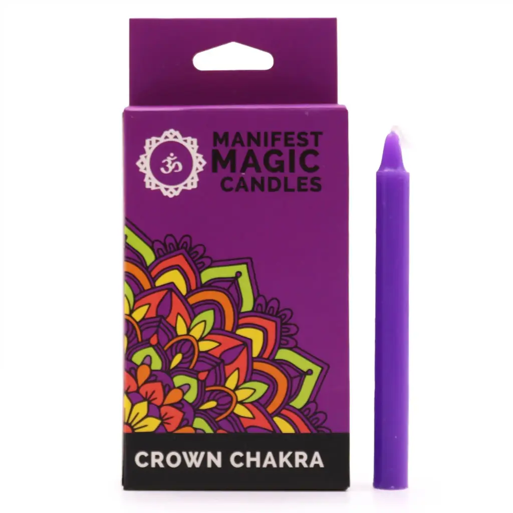 Manifest Magic Candles (pack of 12) – Violet – Crown Chakra | www.artisangoods.co.uk