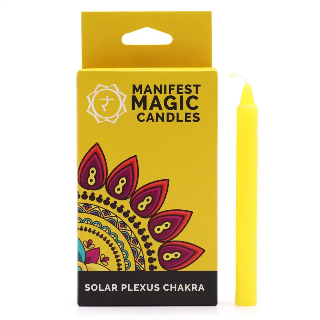 Manifest Magic Candles (pack of 12) – Yellow – Solar Plexus Chakra | www.artisangoods.co.uk