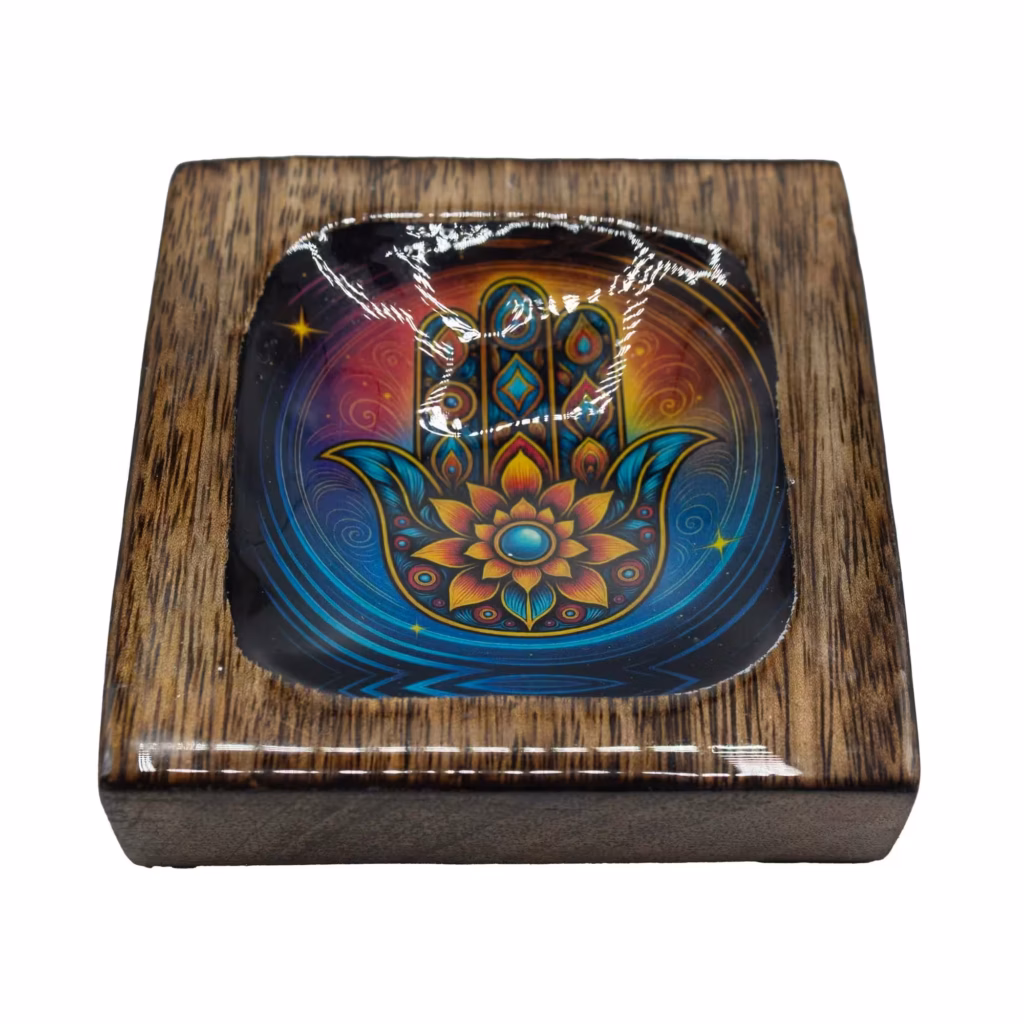 Med Enamelled Mango Tray Set – Hamsa | www.artisangoods.co.uk 6