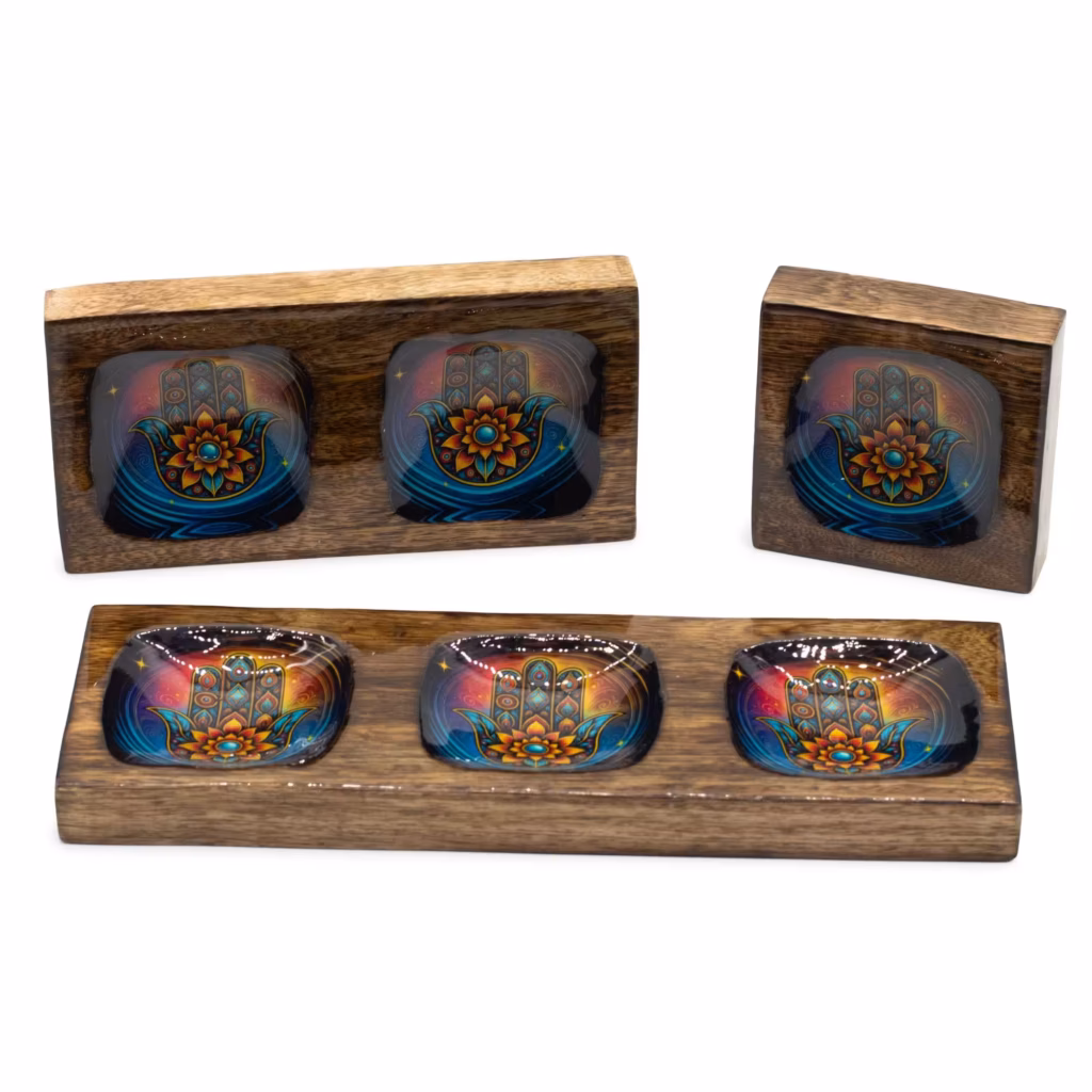 Med Enamelled Mango Tray Set – Hamsa | www.artisangoods.co.uk 4