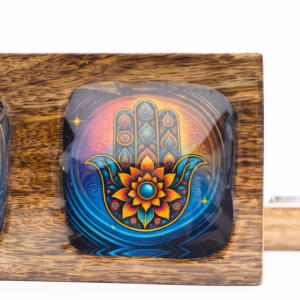 Med Enamelled Mango Tray Set – Hamsa | www.artisangoods.co.uk 2