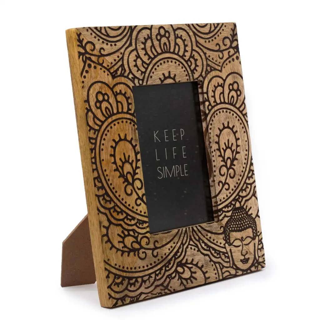 Med Mango Wood Picture Framel (for 10x15cm) 26x20x2cm – Buddha – Black | www.artisangoods.co.uk