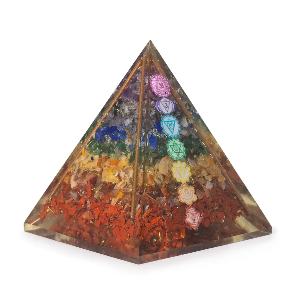 Med Organite Pryamids 7x6cm – Copper Bars – 7 Charkra Chips | www.artisangoods.co.uk 3