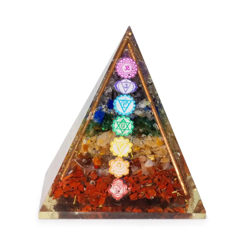 Med Organite Pryamids 7x6cm – Copper Bars – 7 Charkra Chips | www.artisangoods.co.uk
