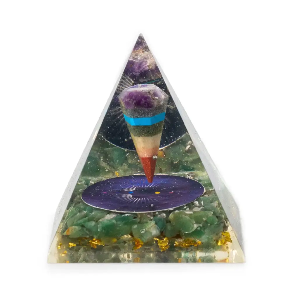 Med Organite Pryamids 7x6cm – Pendulum – Green Adventurine Chips | www.artisangoods.co.uk 3