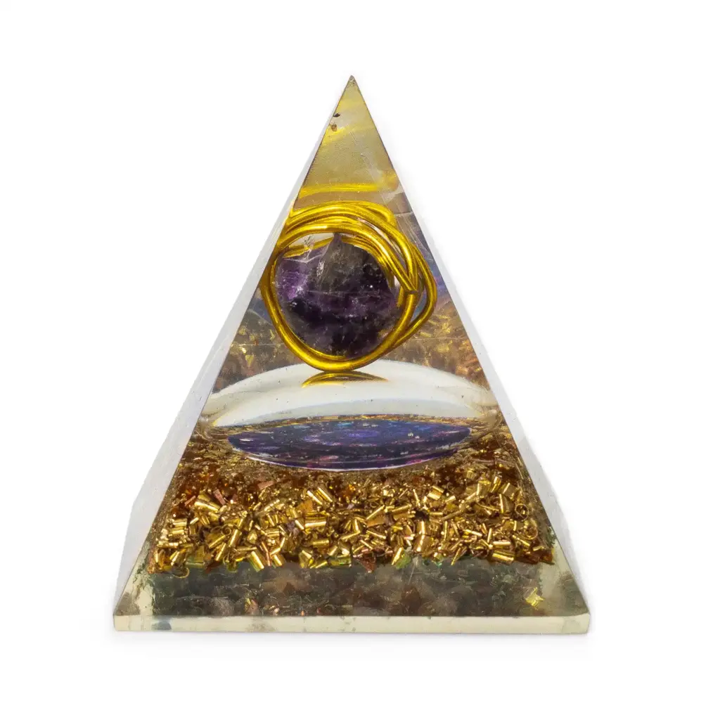 Med Organite Pryamids 7x6cm – Wrapped Amythist – Copper Chips | www.artisangoods.co.uk 3
