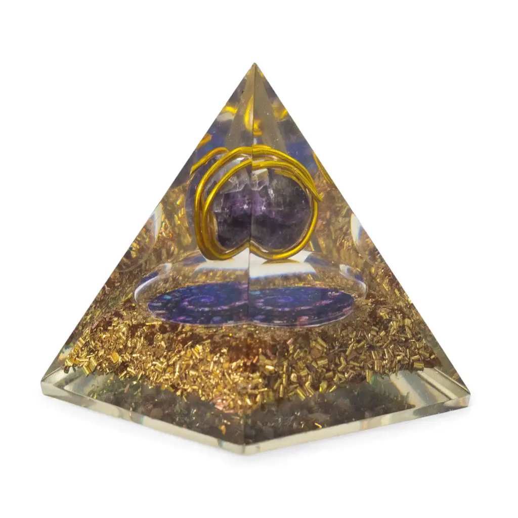 Med Organite Pryamids 7x6cm – Wrapped Amythist – Copper Chips | www.artisangoods.co.uk 2