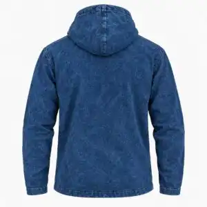 Med Stone Washed Hoody Shirt Kangaroo Pocket - Blue Compass of Life