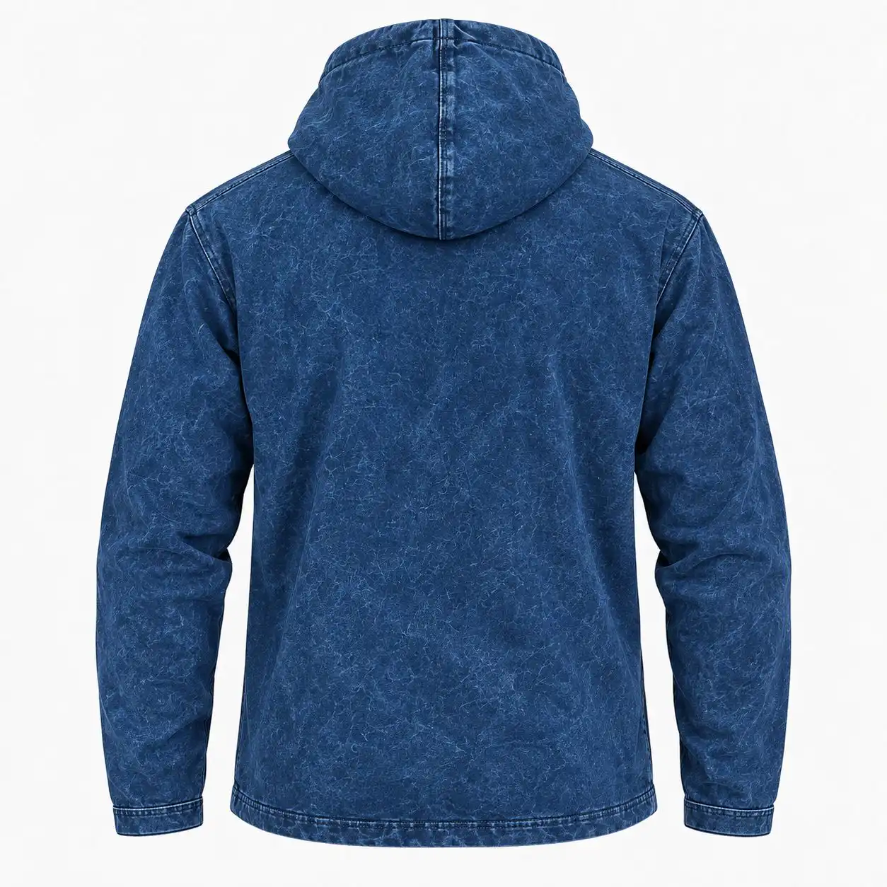 Med Stone Washed Hoody Shirt Kangaroo Pocket - Blue Compass of Life