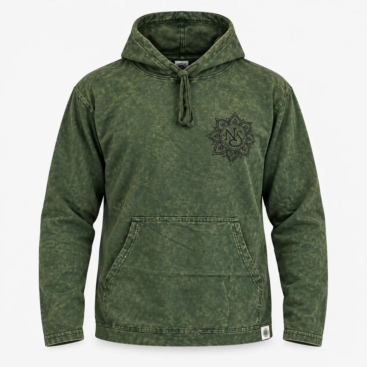Med Stone Washed Hoody Shirt Kangaroo Pocket -Vintage Teal