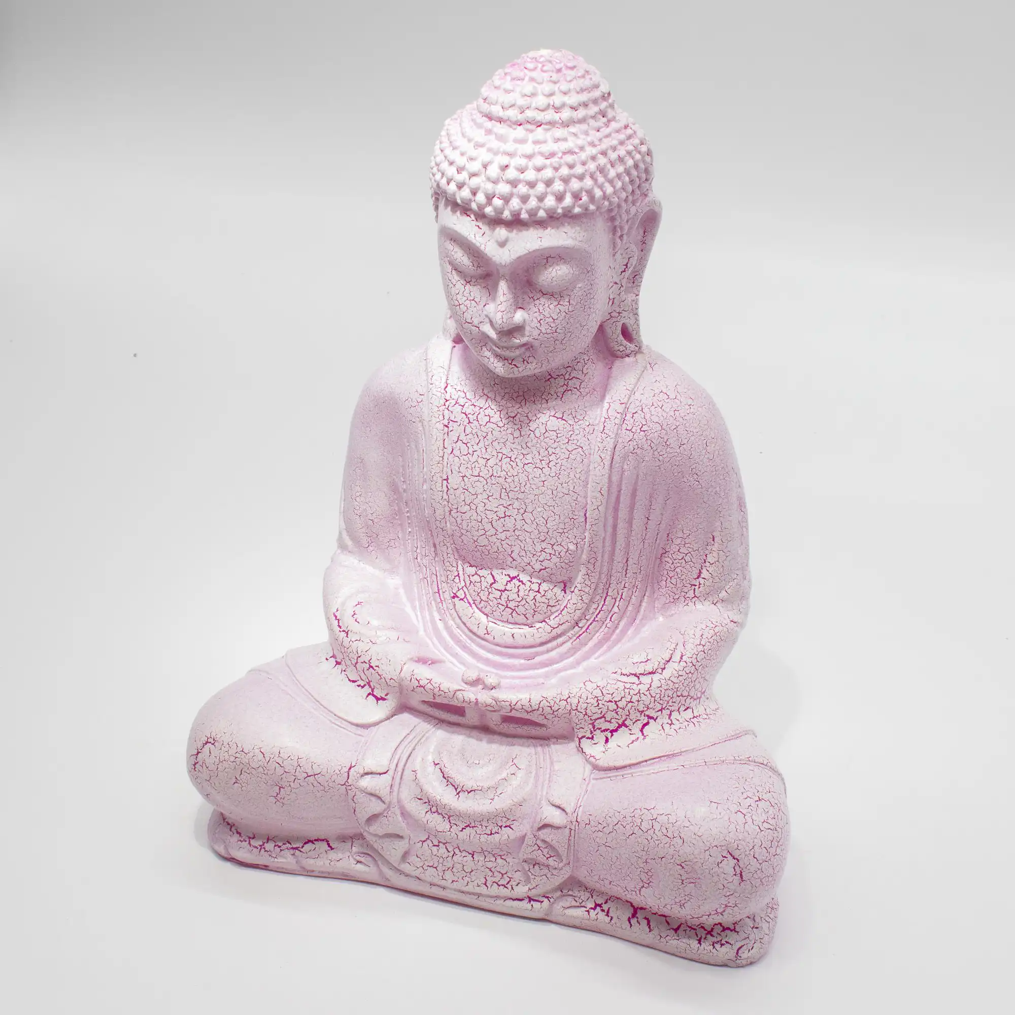 Meditation Buddha Lamp Cherry Crackle - Oval Stand