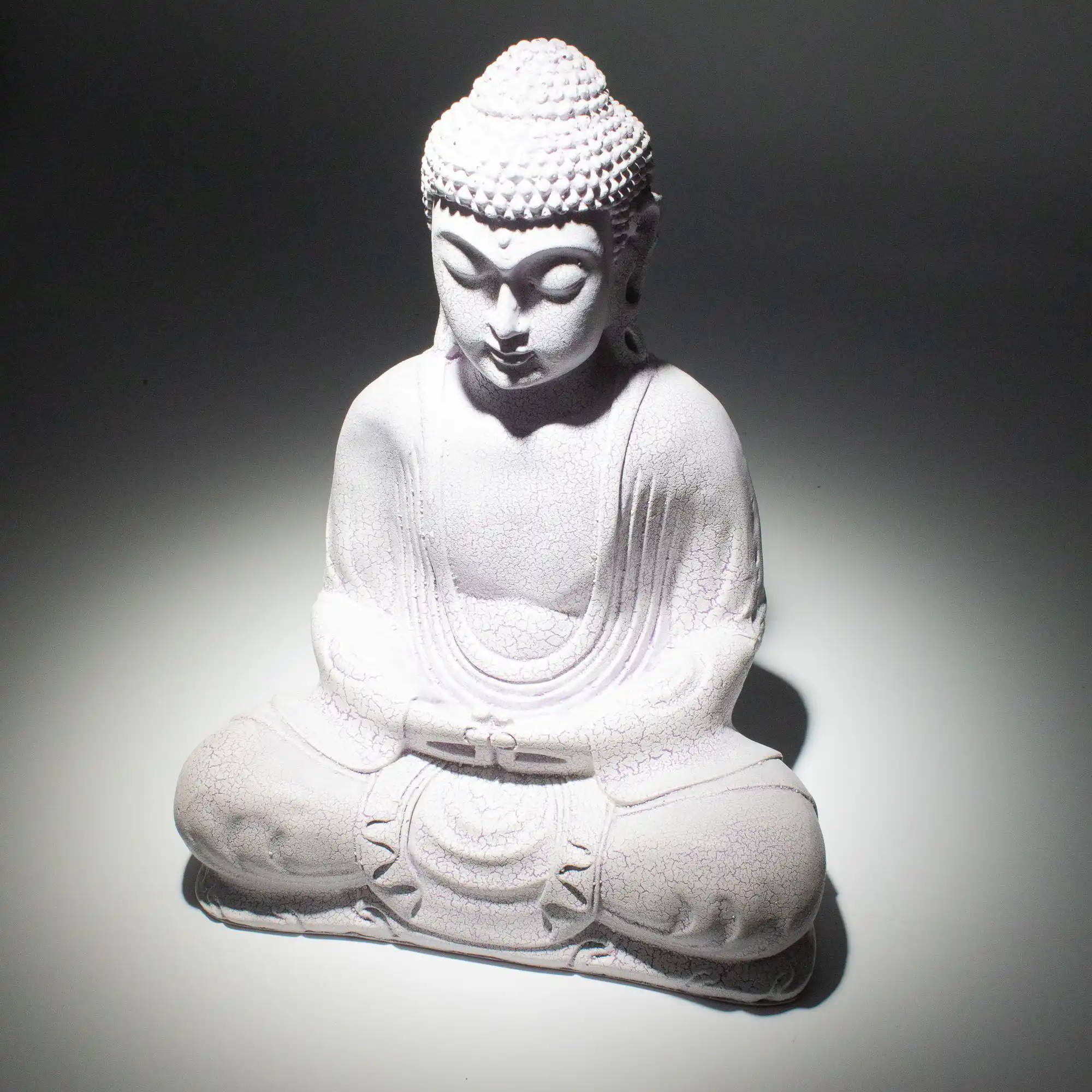 Meditation Buddha Lamp Lavender Crackle - Oval Stand