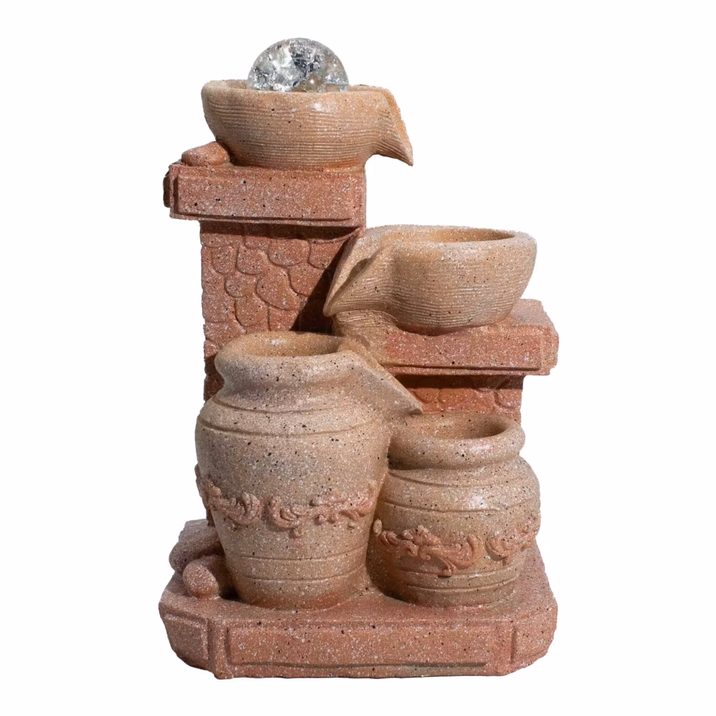 Mediterranean Cascading Pots Tabletop Water Feature (19x14x27cm) | www.artisangoods.co.uk