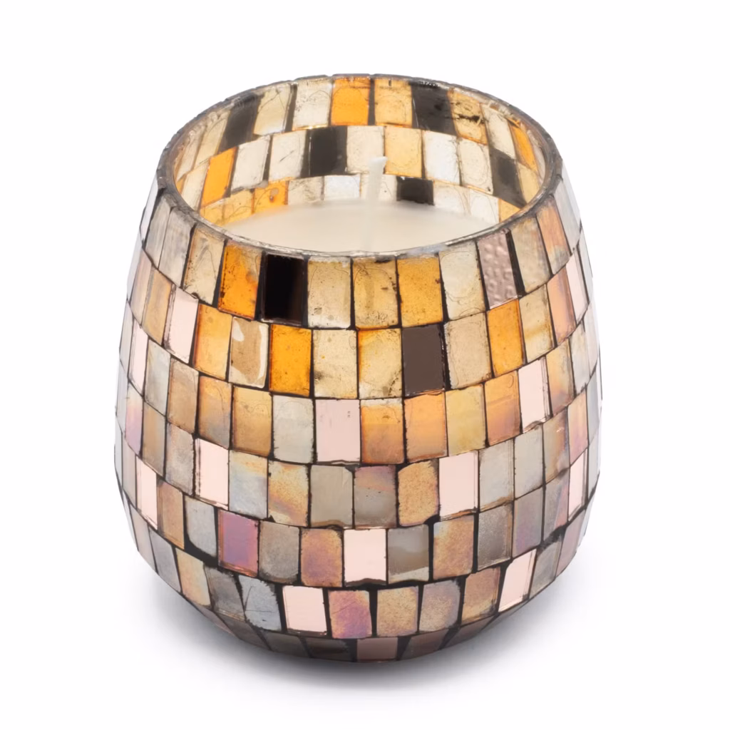 Medium Glass Jar Candles – Amber Mosaic | www.artisangoods.co.uk