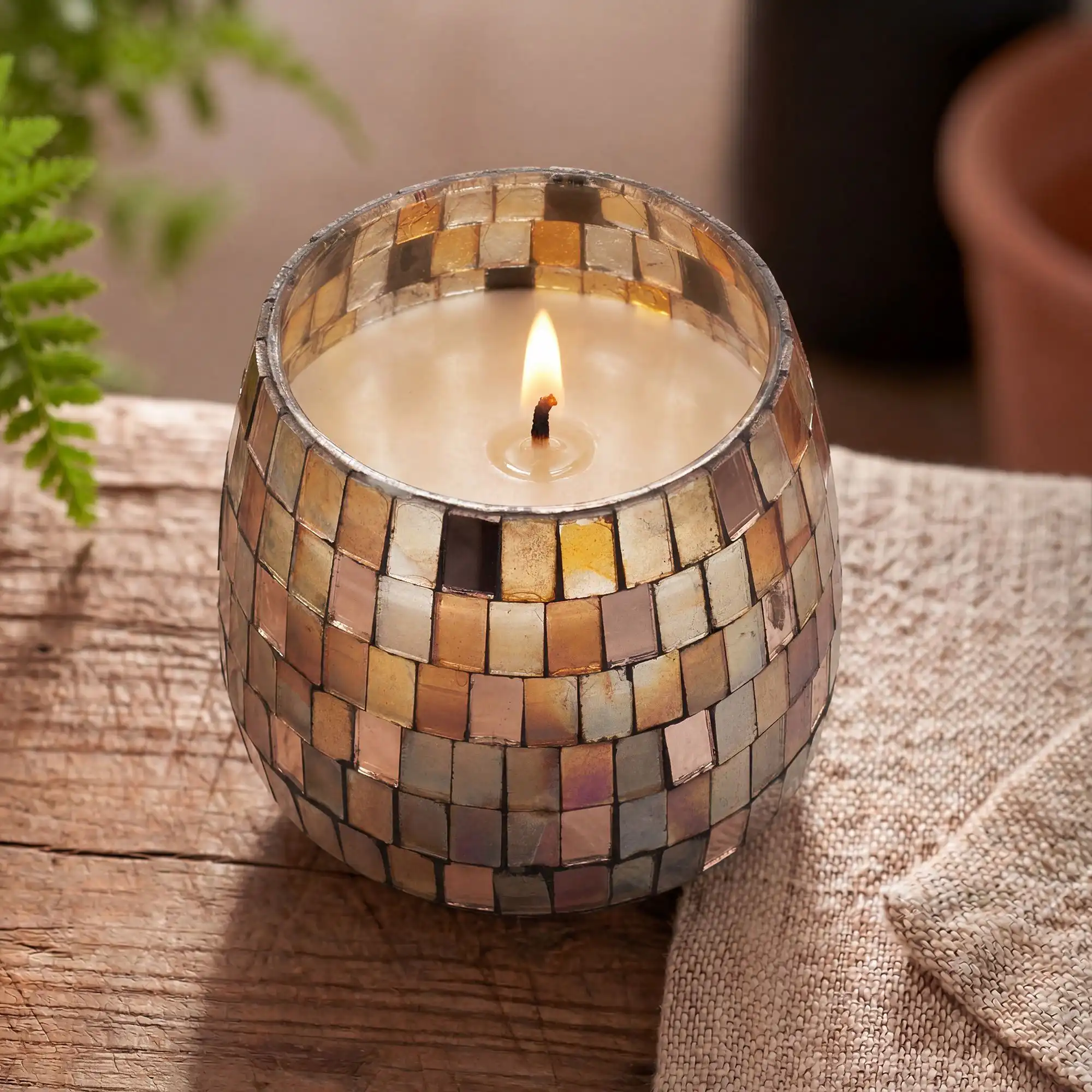 Medium Glass Jar Candles – Amber Mosaic | www.artisangoods.co.uk 3 Medium Glass Jar Candles - Amber Mosaic - Image 2