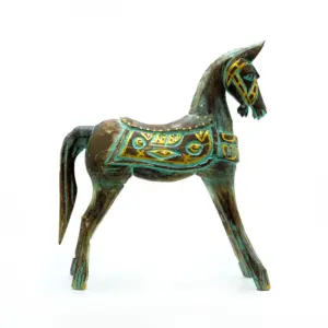 Medium Gold & Turquoise Horse 25 cm | www.artisangoods.co.uk 2