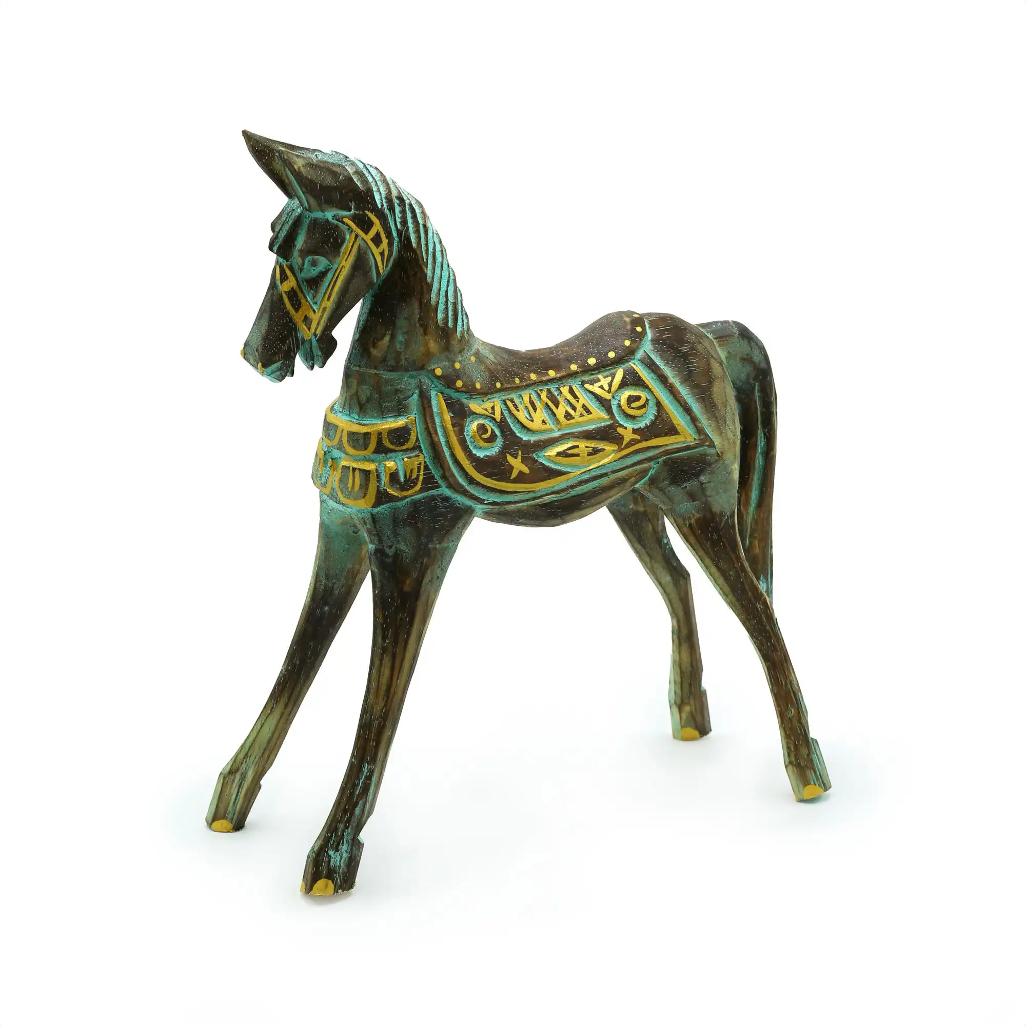 Medium Gold & Turquoise Horse 25 cm | www.artisangoods.co.uk 2 Medium Gold & Turquoise Horse 25 cm | www.artisangoods.co.uk 1