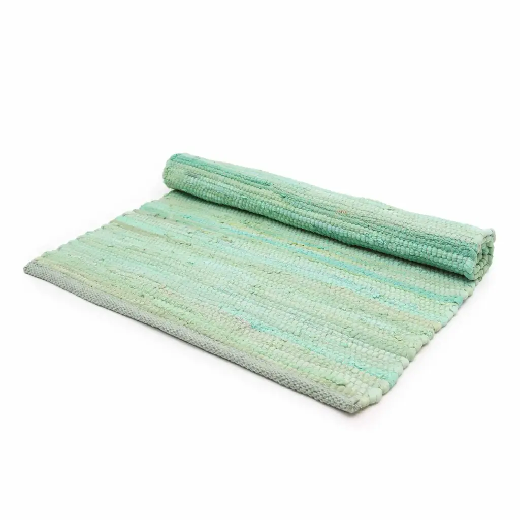 Medium Indian Handloom Cotton Rug – Aqua | www.artisangoods.co.uk