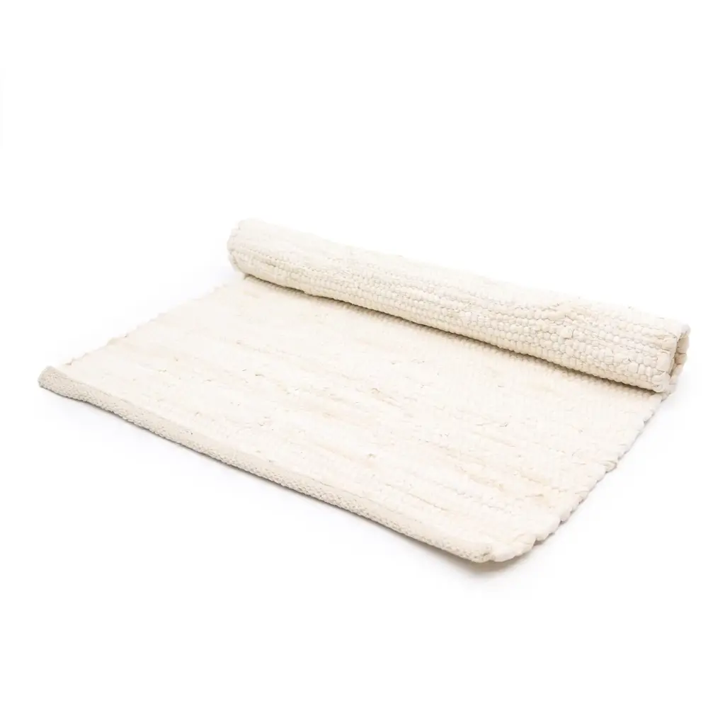 Medium Indian Handloom Cotton Rug – Cream | www.artisangoods.co.uk
